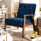 Baxton Studio Sorrento Blue Velvet Upholstered Walnut Finished Wooden Lounge Chair 160-9938 - alternate 5